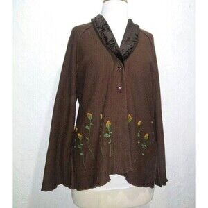 Nooshin Femme Boutique Cardigan Sweater S/M B46 Brown Artsy Velvet